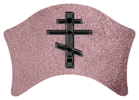 DABAN 519 BK SH OR Black Orthodox Cross Shimmer Orchid Background